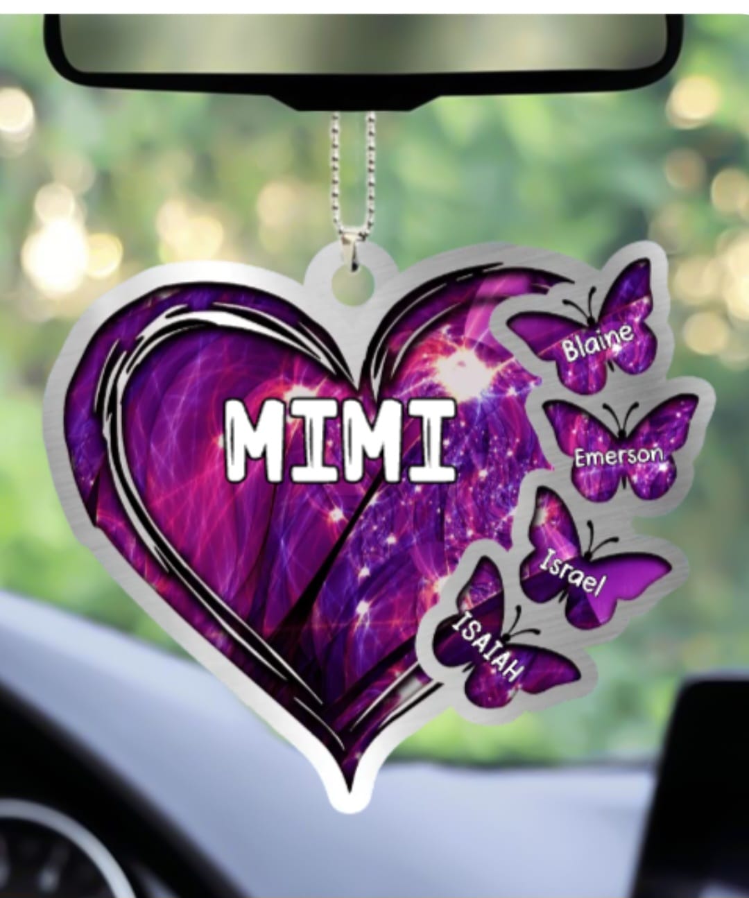 Customer photo review of Sparkling Grandma- Mom Heart Butterfly Kids, Multi Colors Personalized Ornament