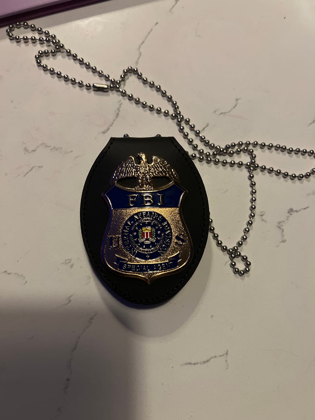 Customer photo review of US FBI Special Agent Badge Solid Copper Replica Movie Props