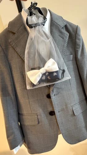 Customer photo review of Kids Suit Jacket – Light Gray (3-14 Years) – Checkered – Wrinkle Free