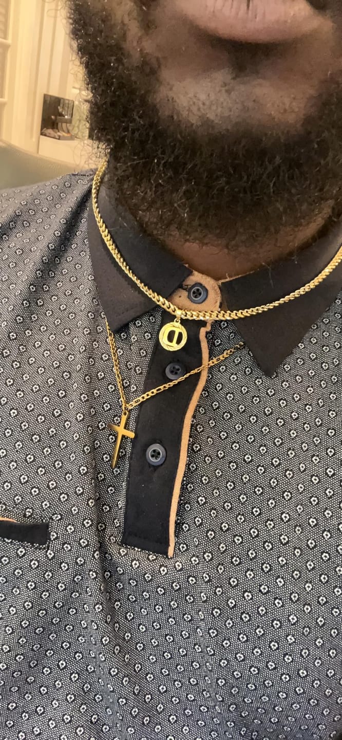 Customer photo review of LUXIIVA®  HOLLOW CAPITAL INITIAL NECKLACE