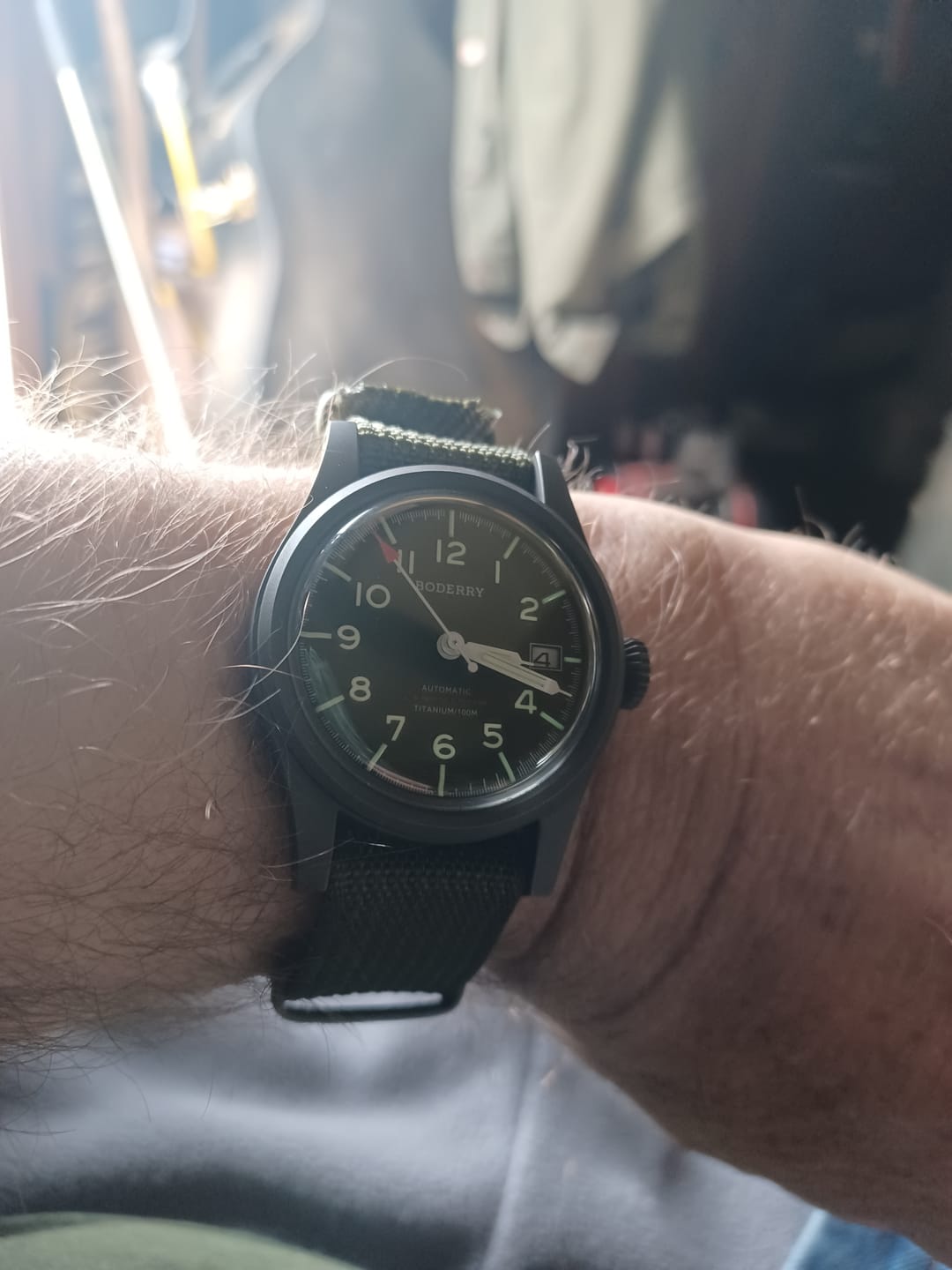 Customer photo review of LANDMASTER - 100M Waterproof Titanium Automatic Field Watch | Green