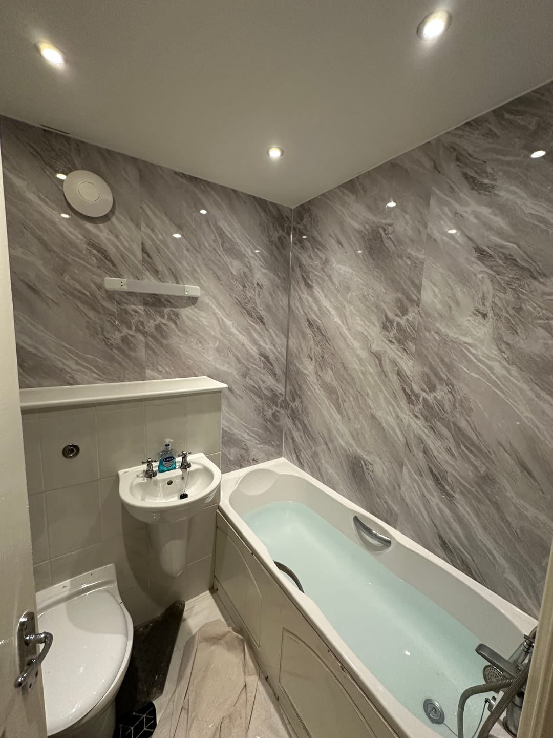 Customer photo review of 10mm Light Grey Marble Gloss Shower Panel 1M x 2.4M