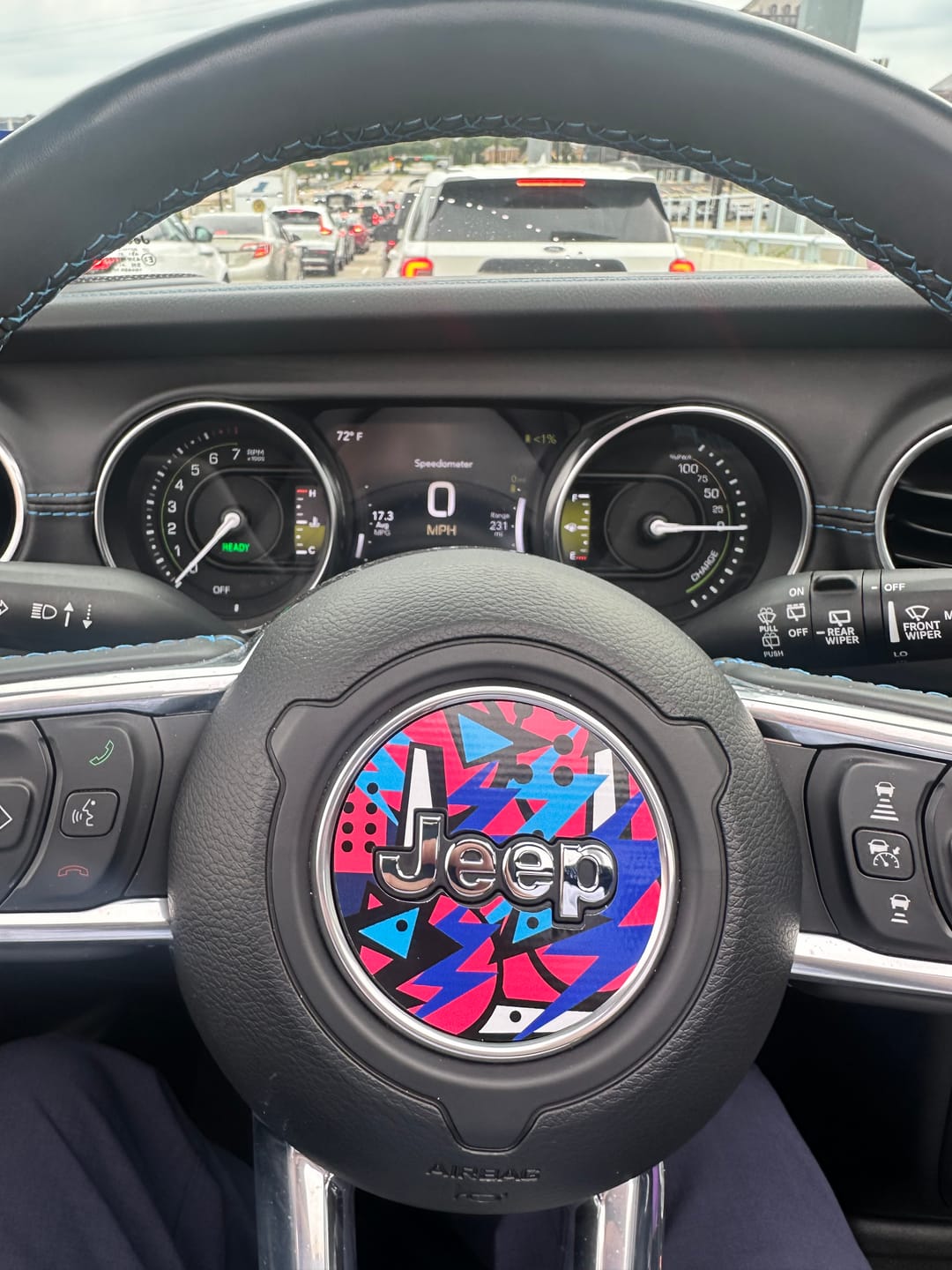 Customer photo review of Steering Wheel Decals for Jeep | Concept-Inspired Interior Mods