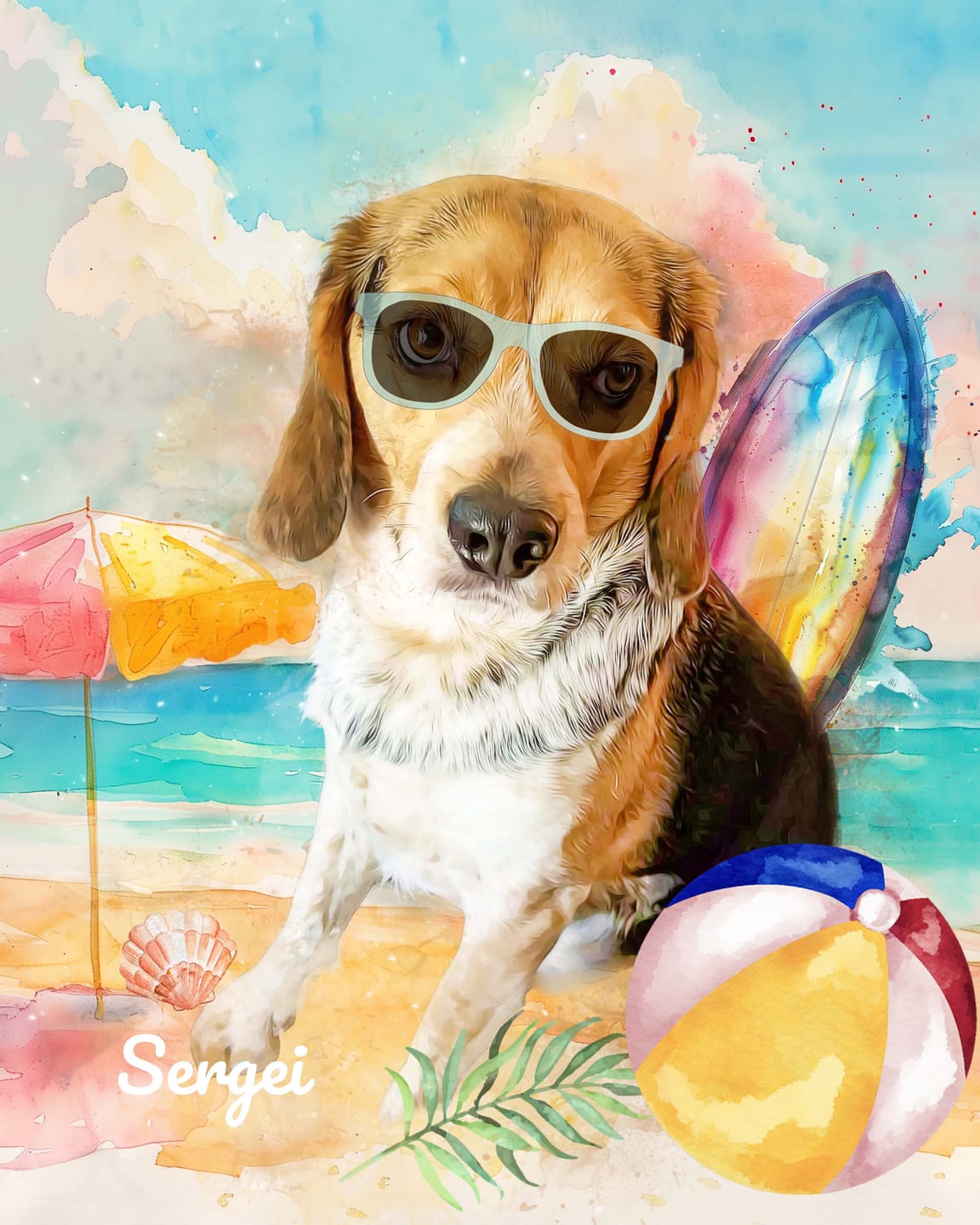 Customer photo review of Custom Watercolor Pet Portrait – SummerTime (ST)