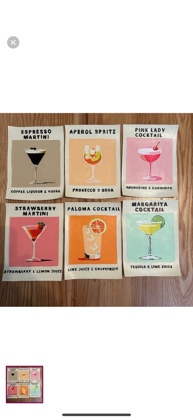 Customer photo review of 6 Mini Paintings - Cocktail Poster Set