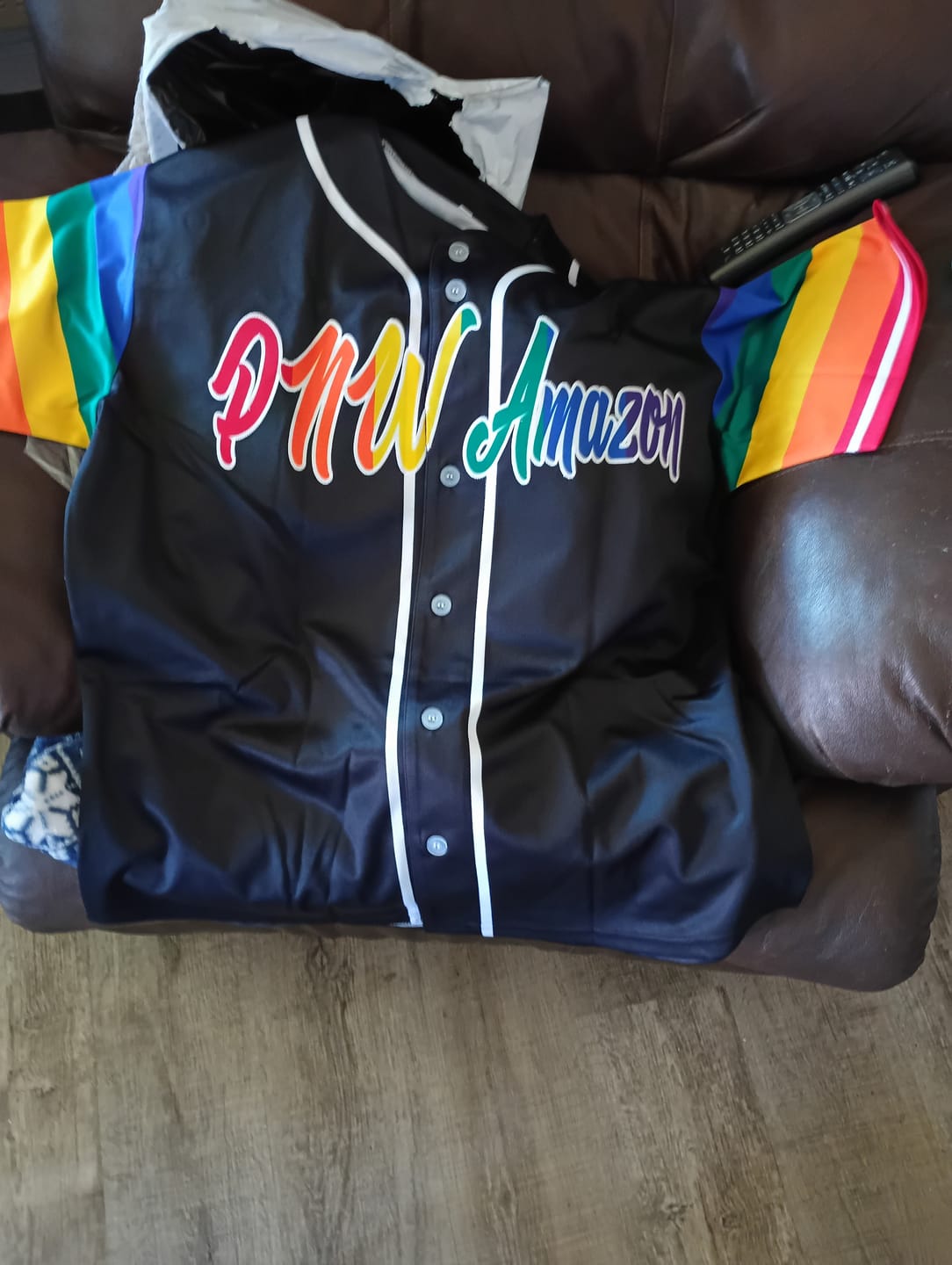 Customer photo review of Custom Black LGBT Rainbow For Pride Month Raglan Sleeves Authentic Baseball Jersey