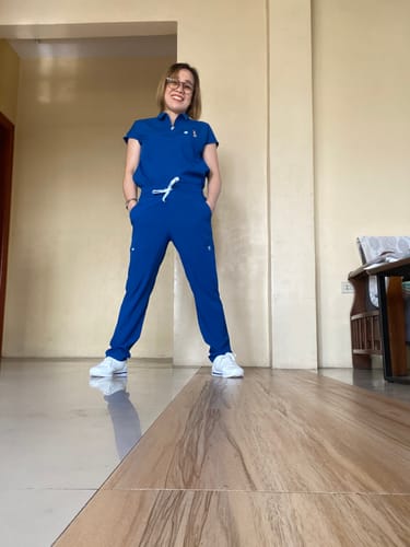 Customer photo review of Tapered MoveTech® Scrub Pants - Women / Cobalt Blue