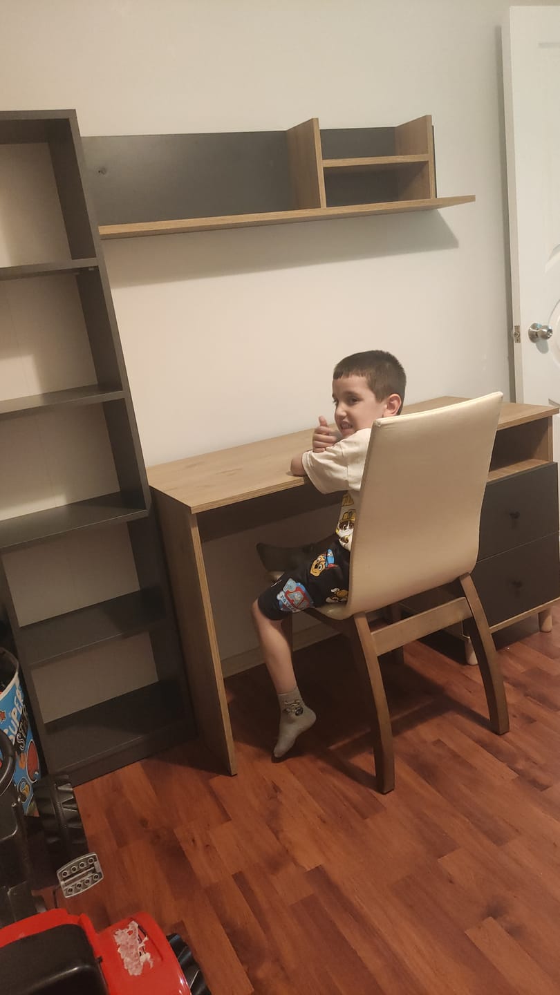 Customer photo review of Rani HA115 Çekmeceli Kitaplıklı Çalışma Ofis Bilgisayar Masası Sepet Ceviz - Antrasit