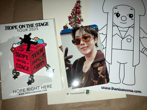 Customer photo review of J-Hope 2025 Tour Pins