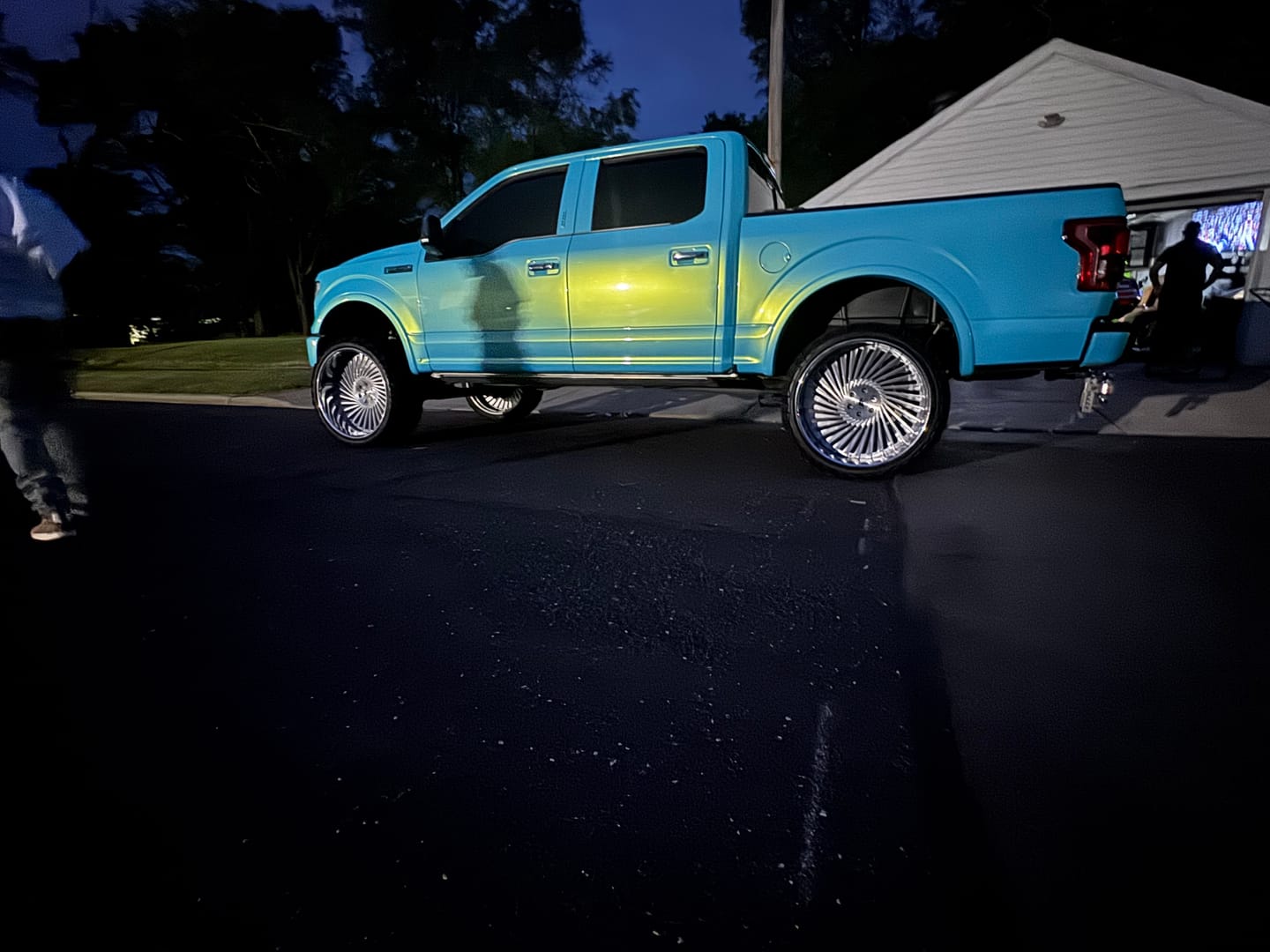 Customer photo review of Candy Metallic Neon Ice Blue Vinyl Wrap