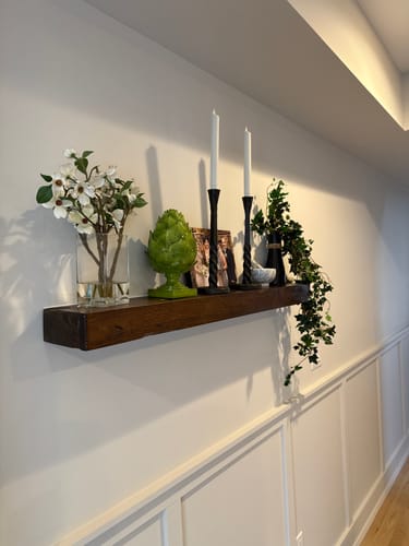 Customer photo review of Distressed 3" Thick Floating Shelves