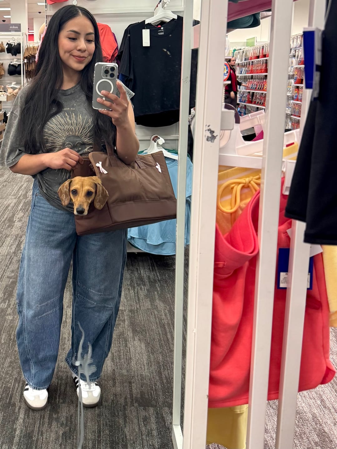 Customer photo review of Chocolate Brown Pet Tote Bag