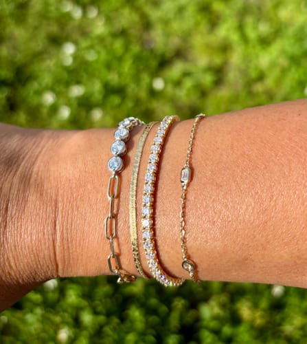 Customer photo review of M & Co. Diamond Multi-Shape Station Bracelet