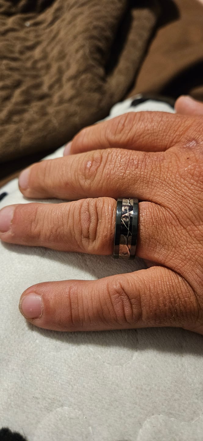 Customer photo review of Realtree AP Camo Ring for Him - Black Zirconium 8mm