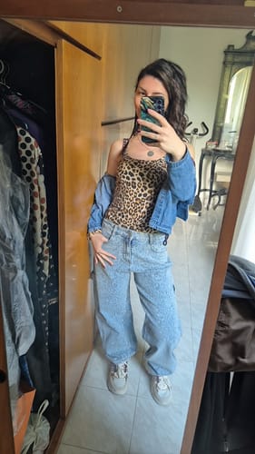 Customer photo review of Jeans Baggy Luxury maculato con strass - jeans chiaro
