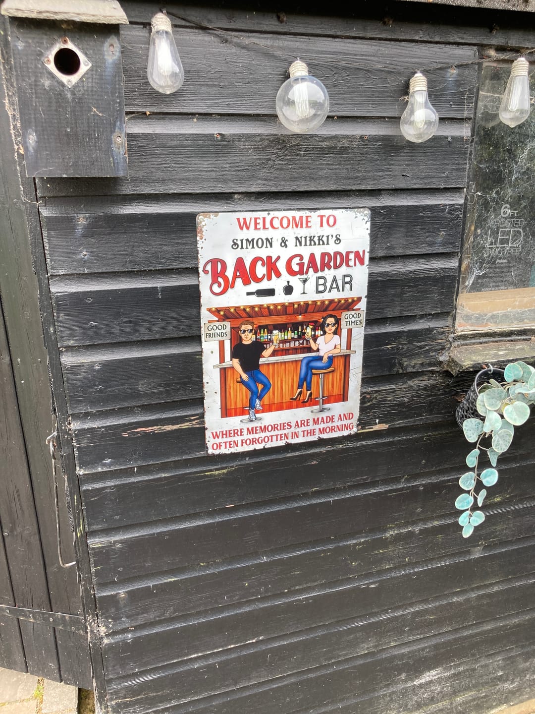 Customer photo review of Patio Where Memories Are Made And Often Forgotten In The Morning - Personalized Vertical Metal Sign