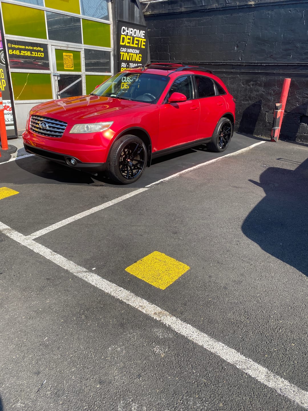 Customer photo review of Glossy Metallic Vampire Red Vinyl Wrap