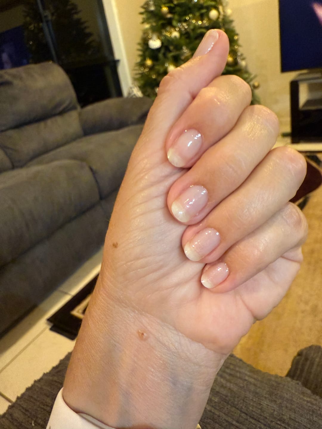 Customer photo review of Crystal Clear DIY Semicured Gel Nail Sticker Kit (STOP NAIL BITING & GROW BRITTLE NAILS)