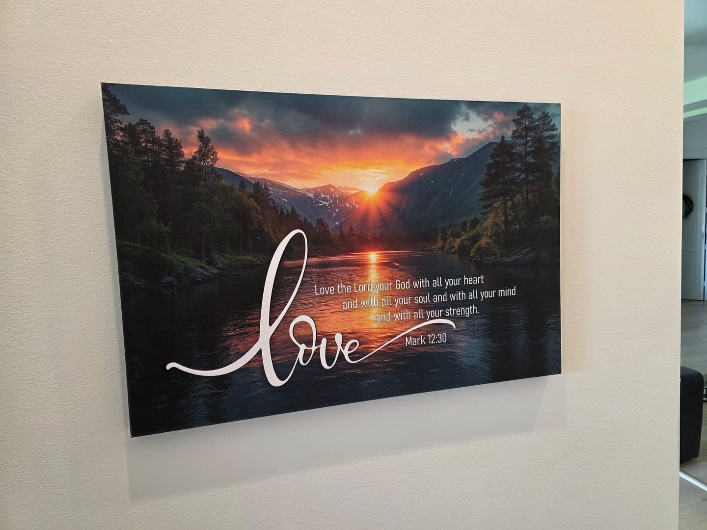 Customer photo review of Mark 12:30 Love The Lord Your God With All Your Heart Wall Art Canvas