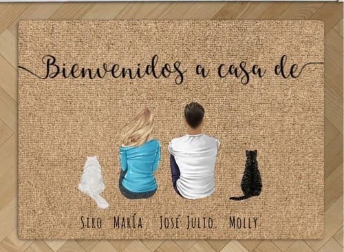 Customer photo review of Pareja - Felpudo personalizado