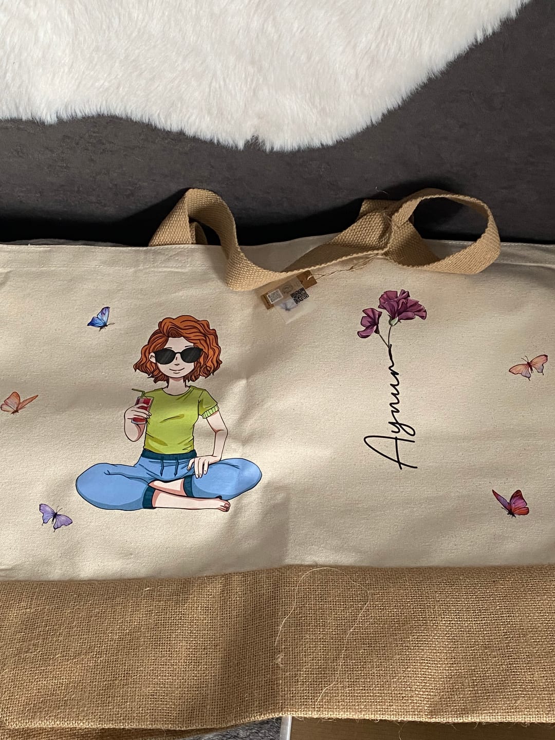 Customer photo review of Beachtime - Individuelle Personalisierte Strandtasche mit Blume