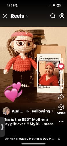 Customer photo review of Dolly® Personalized Crochet Doll with Photo Card