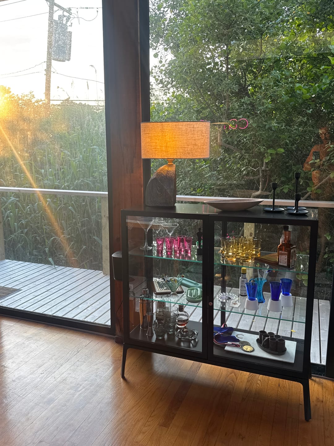 Customer photo review of Modern Fabric Shade Black Geometric Wooden Table Lamp