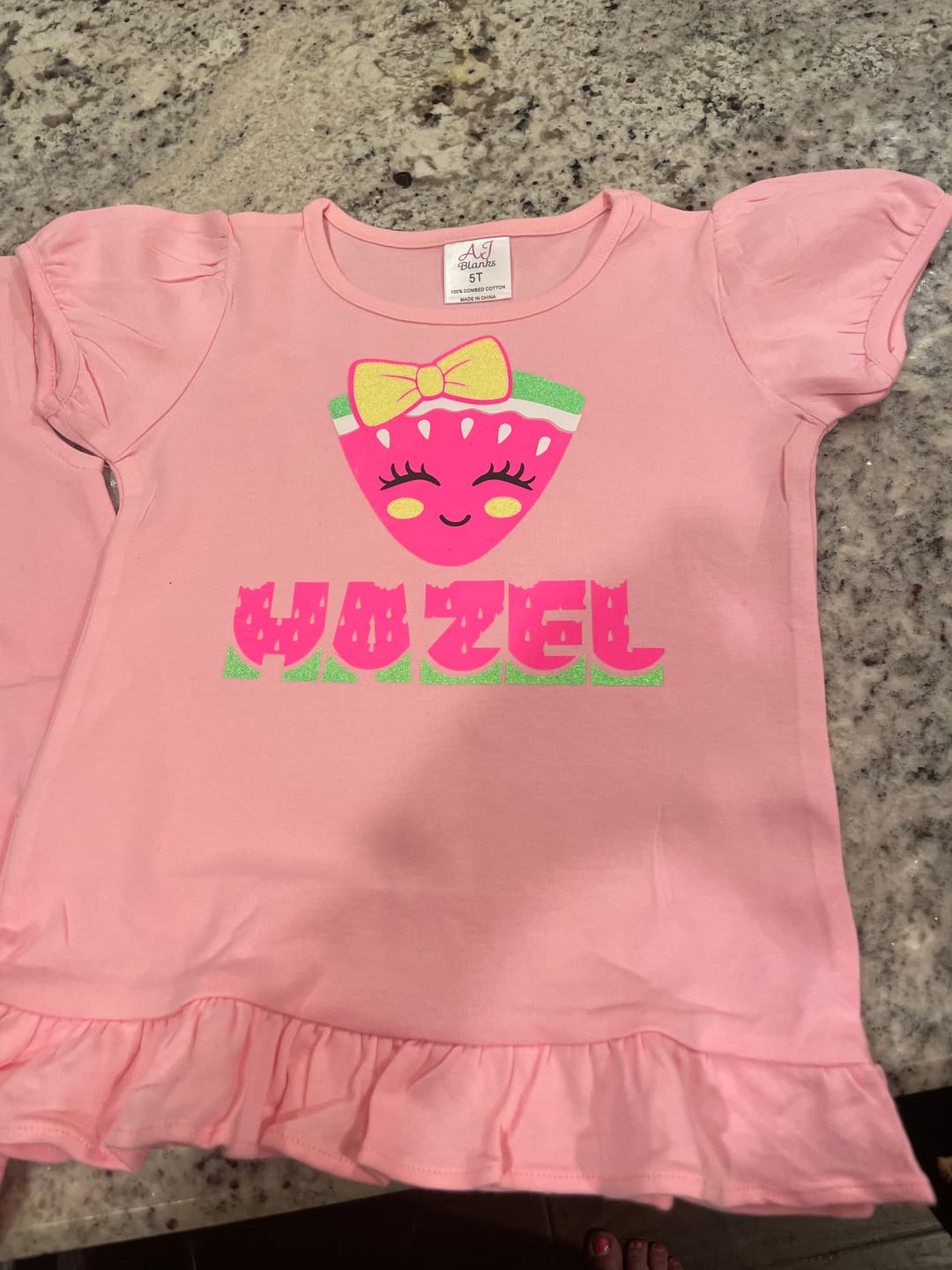 Customer photo review of Girl's Short Sleeve RUFFLE BOTTOM Shirts