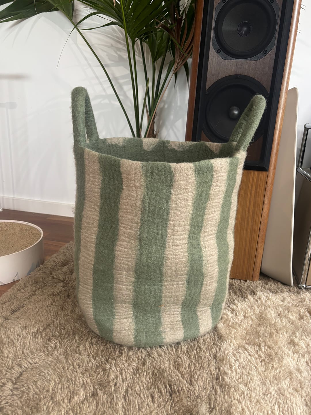 Customer photo review of Toy Basket in Green Stripe - Large (PRE-ORDER)