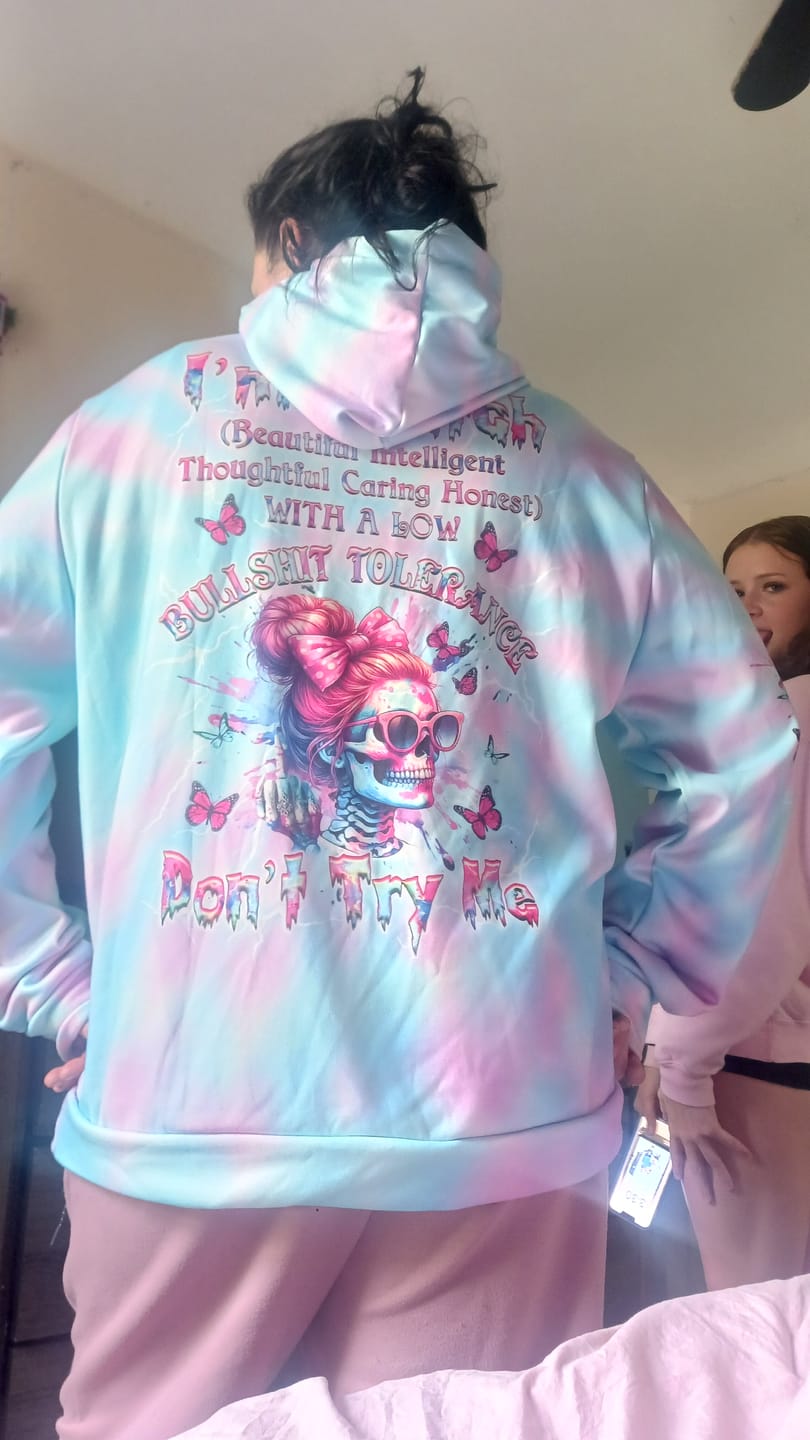 Customer photo review of I'M A B DON'T TRY ME TIE DYE ALL OVER PRINT - YHHG1704252