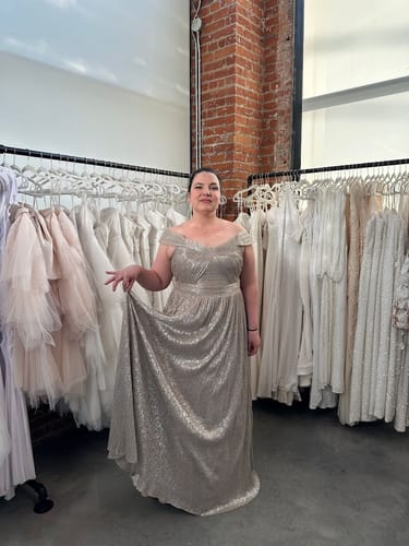 Customer photo review of Luna Gown by Aidan Mattox - RENTAL