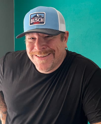 Customer photo review of Red White Busch Light Woven Patch Hat