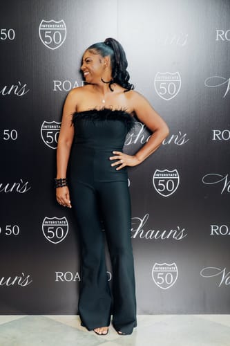 Customer photo review of Xoey Feather Detail Bandage Jumpsuit - Black