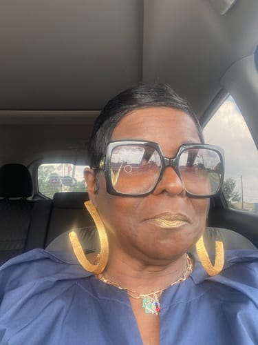 Customer photo review of Nikki Open Hoop Earrings - 2 Colorways