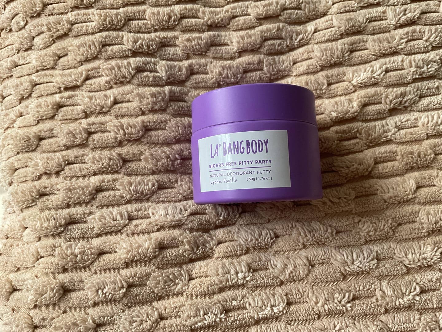 Customer photo review of Bi-Carb Free - Lychee & Vanilla -  Pitty Party Natural Deodorant Triple Bundle