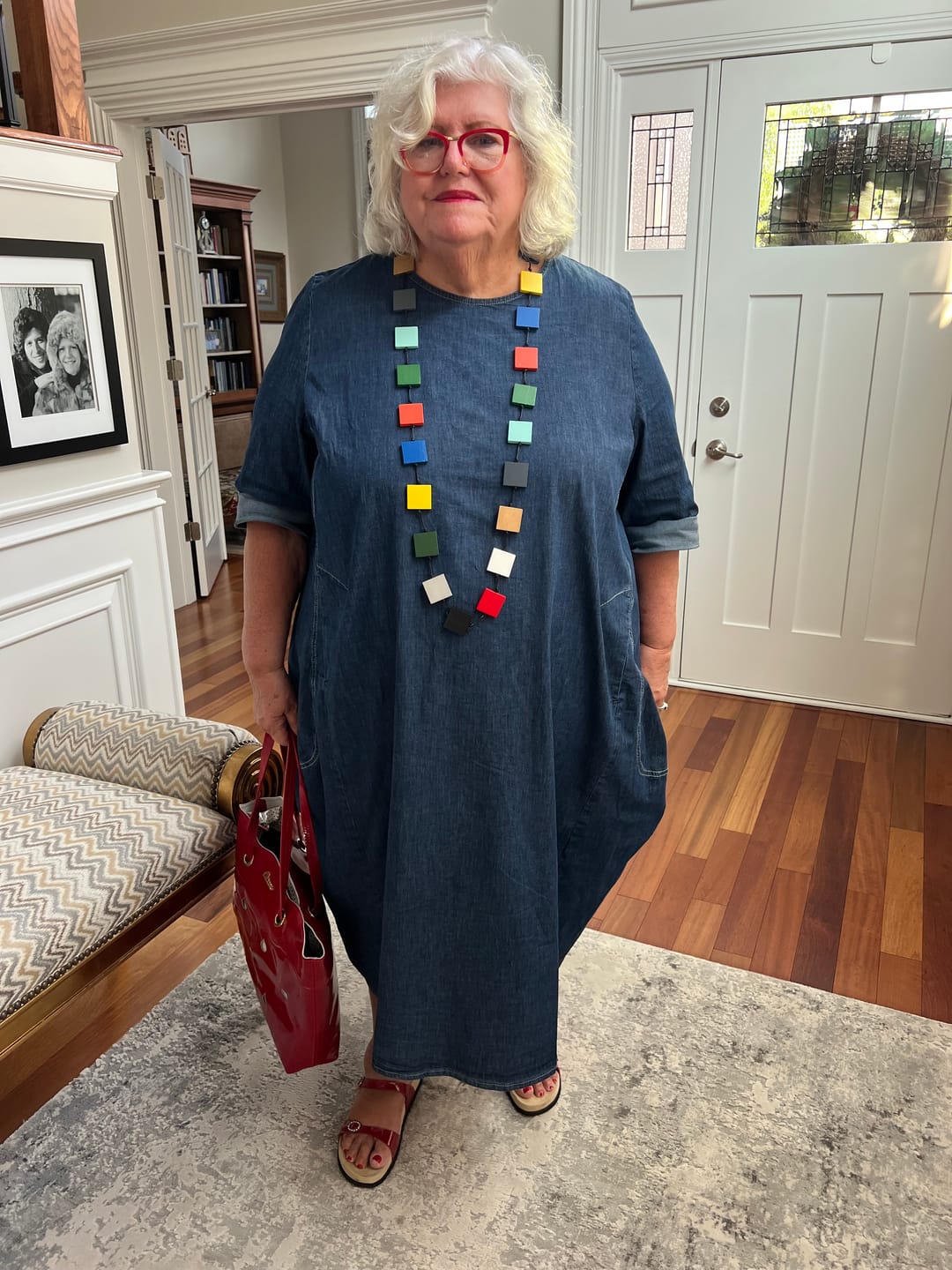 Customer photo review of Liberty Oversized Shift Dress, Denim