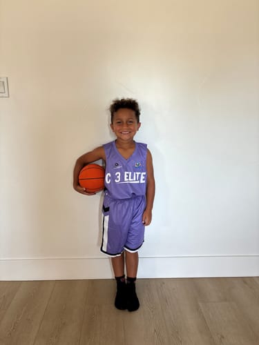Customer photo review of Custom Purple White Double Side Sets Design Sportswear Basketball Jersey