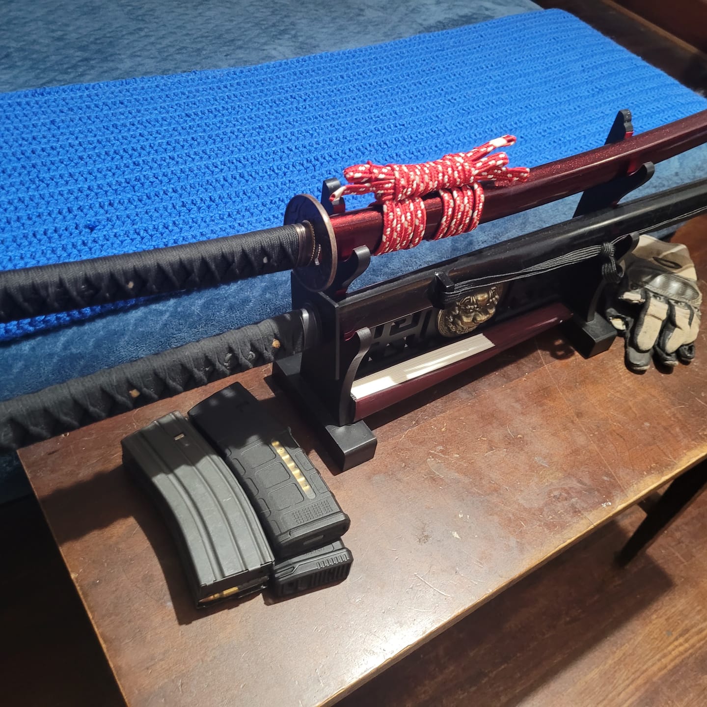 Customer photo review of The Jukyomachi Handmade Katana Clay Tempered T10 Steel