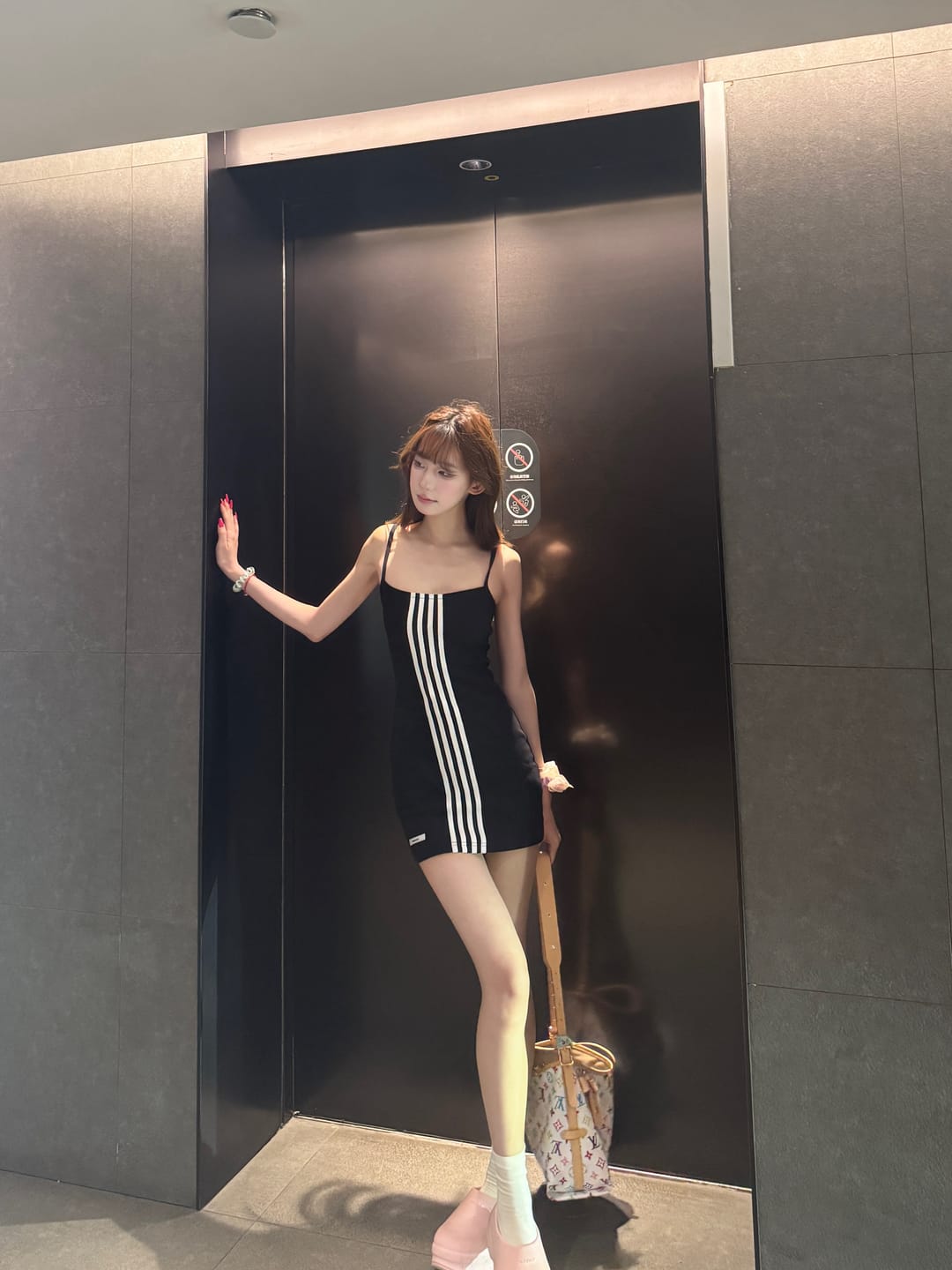 Customer photo review of WARDEN EDGE Triple Stripe Minimalist Bodycon Dress