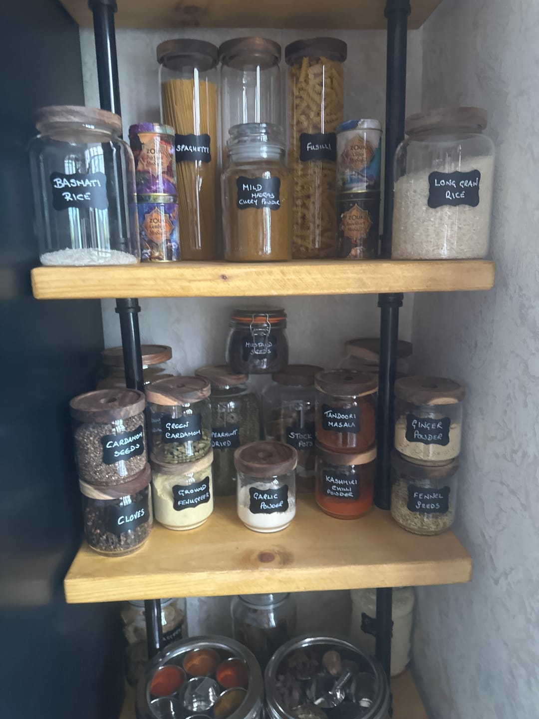 Customer photo review of Glass Acacia Pantry Jars