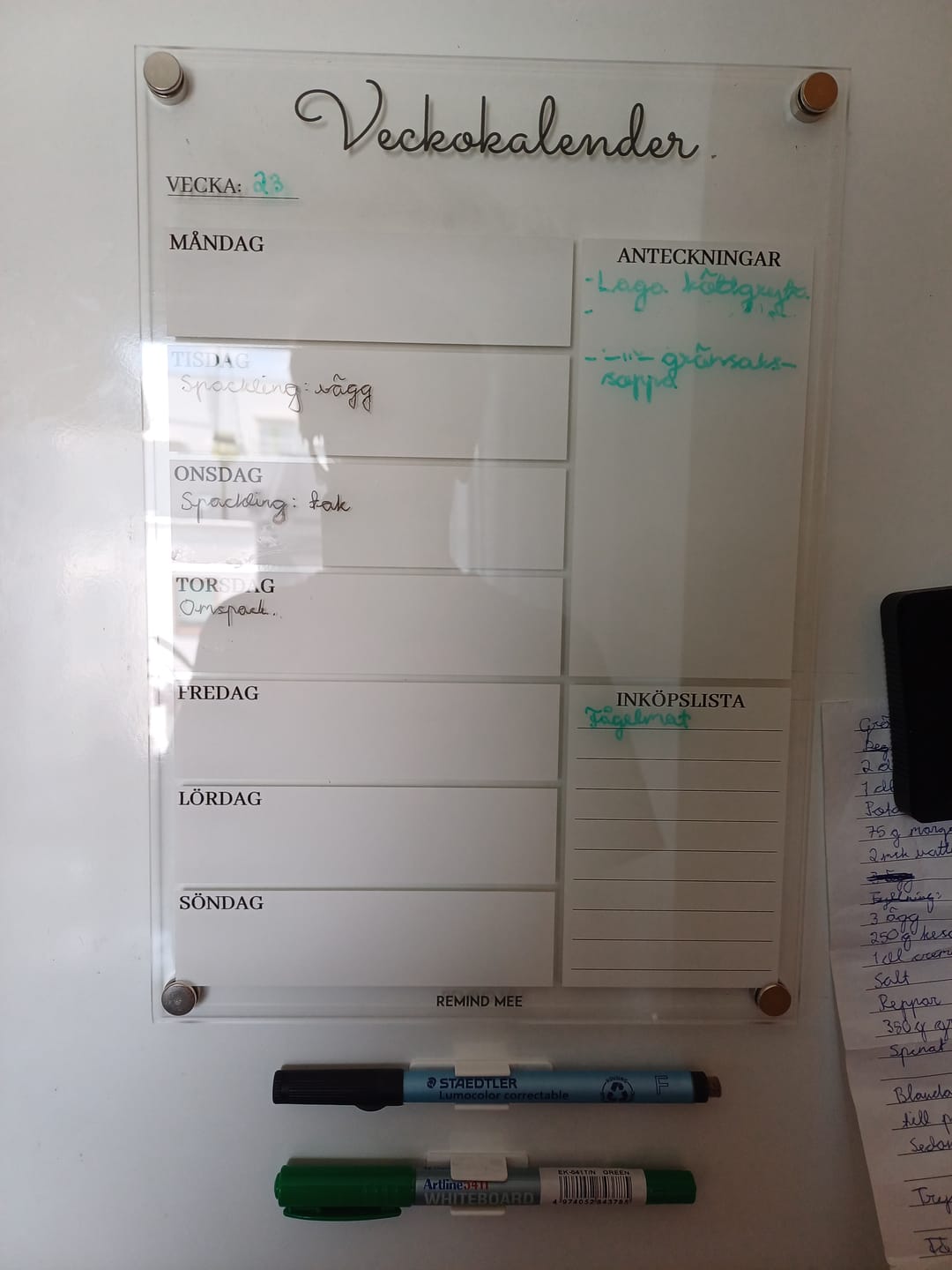 Customer photo review of Kylskåpskalender - vecka #2