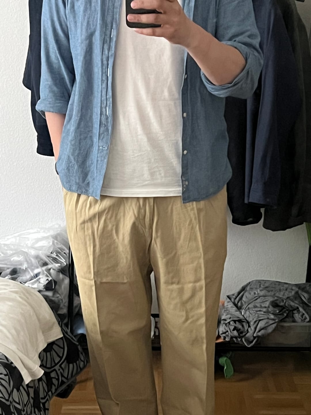 Customer photo review of 1930s IVY Style Double Pleated Chino Trousers - Khaki
