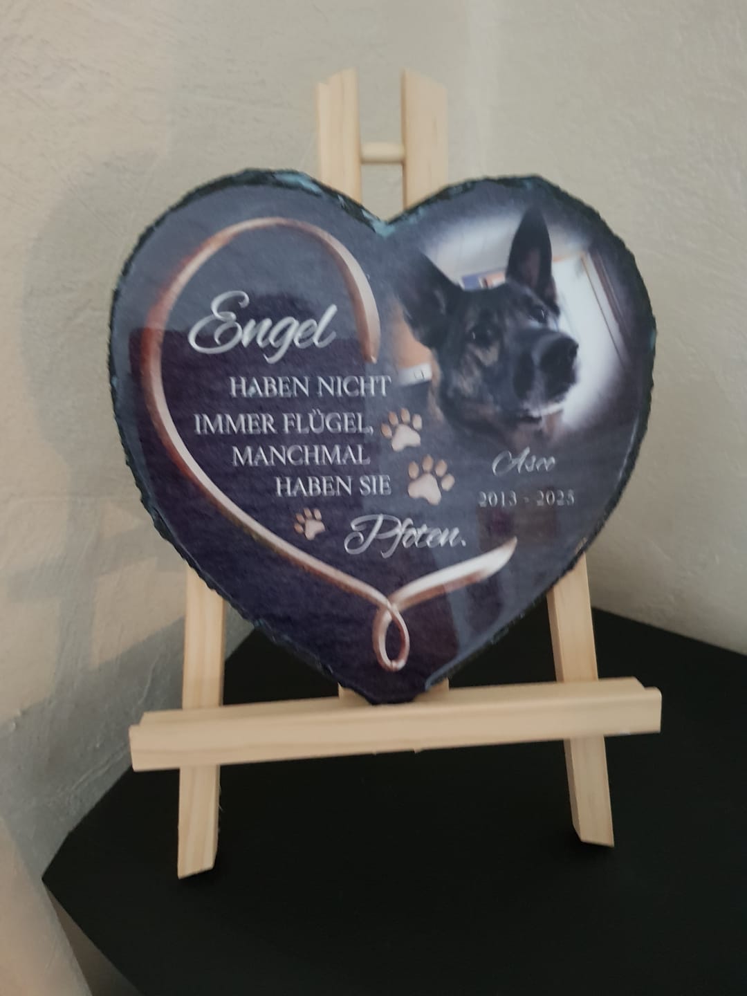 Customer photo review of Nicht länger an meiner Seite - Individuelles bedrucktes Schieferherz