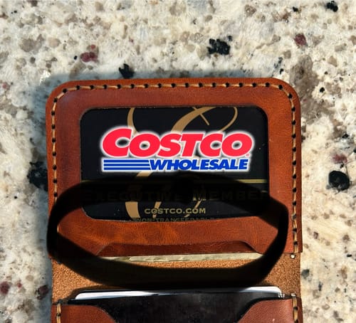 Customer photo review of The Georgetown Minimalist Wallet in Chestnut Brown