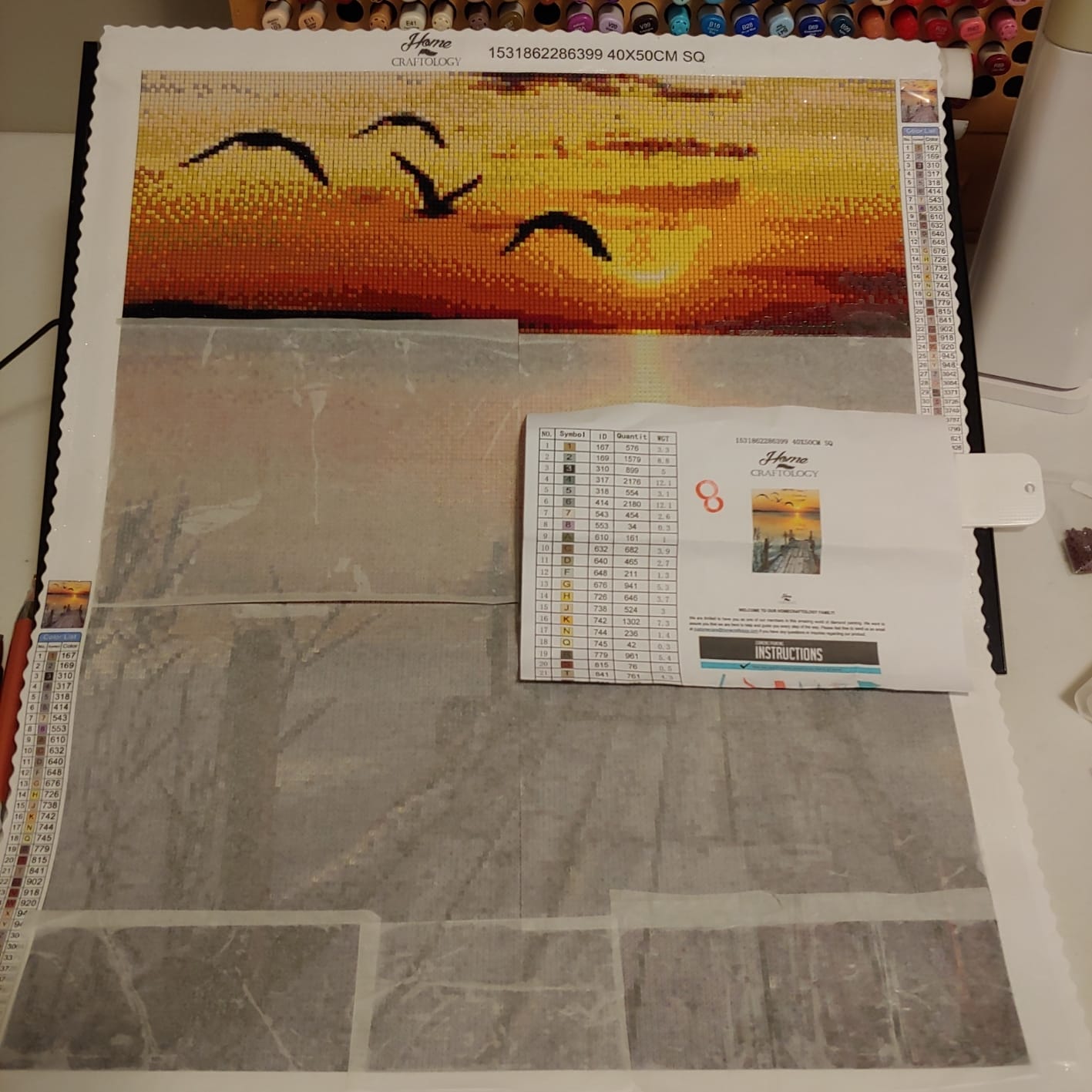 Customer photo review of Birds and Sunset - Premium Diamond Painting Kit
