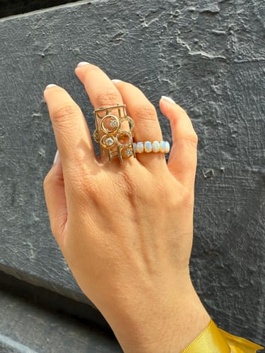 Customer photo review of Vintage 14k Yellow Gold .376cttw Diamond Fantastic Modernist Geometric Ring