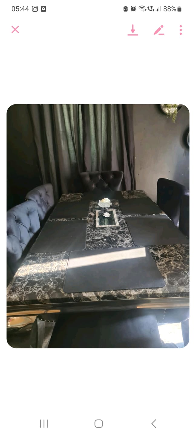 Customer photo review of Vienna Marble Dining Table With Chelsea Ring Knocker Chairs