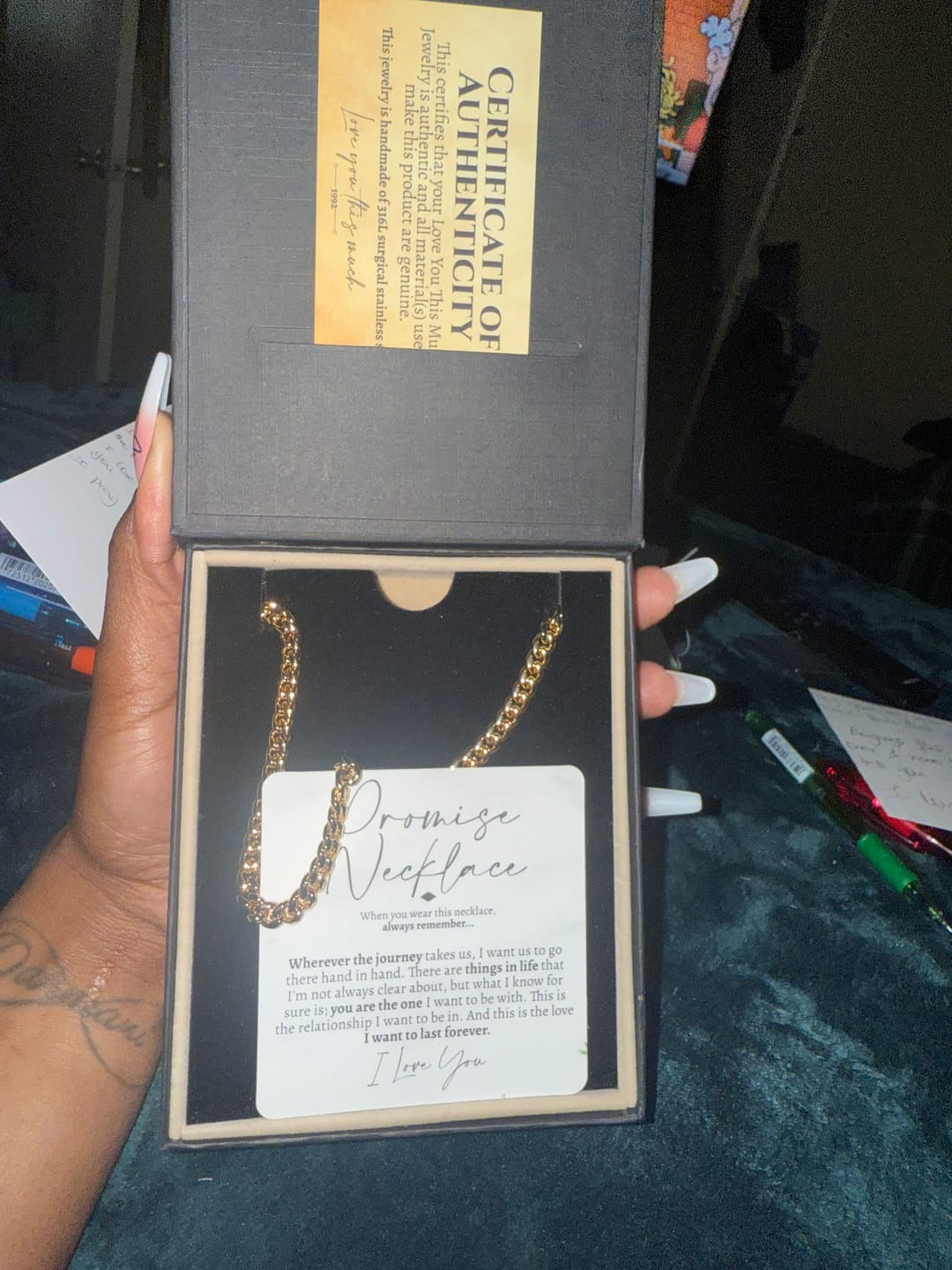 Customer photo review of (Almost Sold Out) Promise Necklace - Classic 5mm Cuban