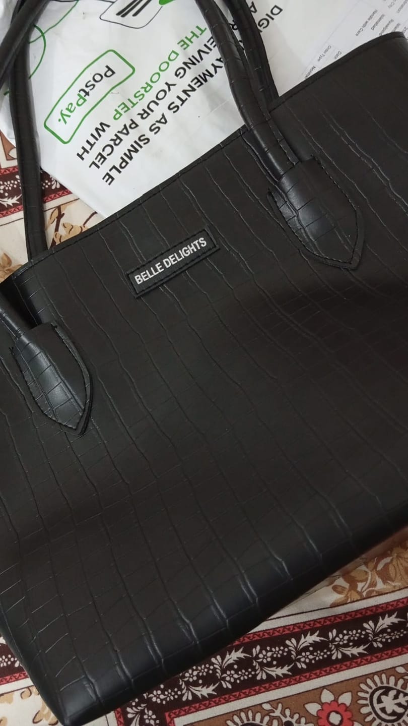 Customer photo review of Black Belle Croc Tote Bag