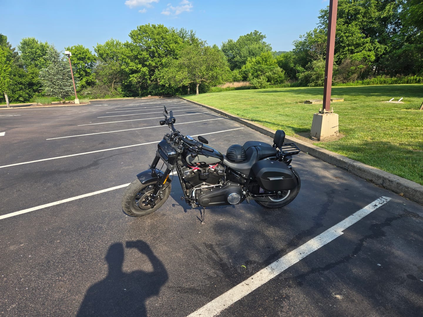 Customer photo review of 32L - Darkin Quick Mount Large Harley Softail Fat Bob FXFB/S Leather Wrapped Hard Saddlebags